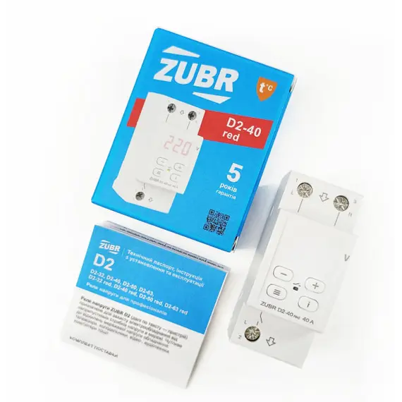 ZUBR D2-40 RED РЕЛЕ ЗА СЛЕДЕНЕ, КОНТРОЛ И ЗА ЗАЩИТА ОТ НАПРЕЖЕНИЕ С ТЕРМОЗАЩИТА
